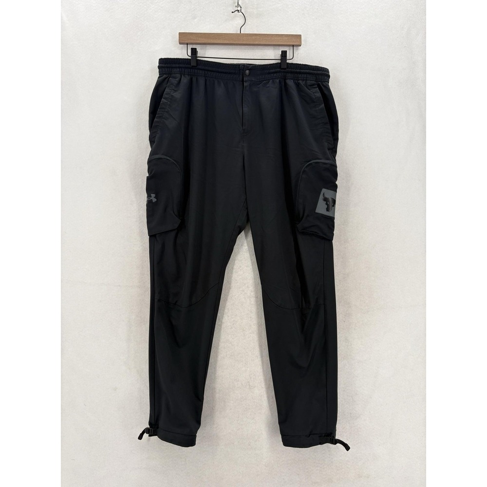 Under Armour Project Rock Woven Cargo Pants Mens 2XL Black UA Storm Stretch Gym